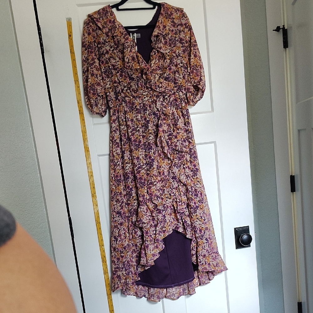 Julian Taylor Multicolor Floral High Low Dress